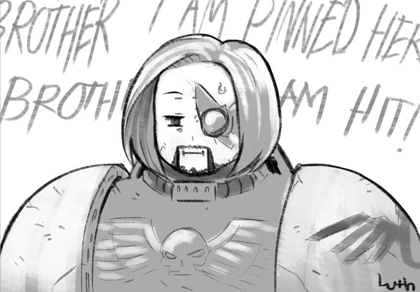 adeptus astartes and cyrus (warhammer 40k) drawn by lutherniel