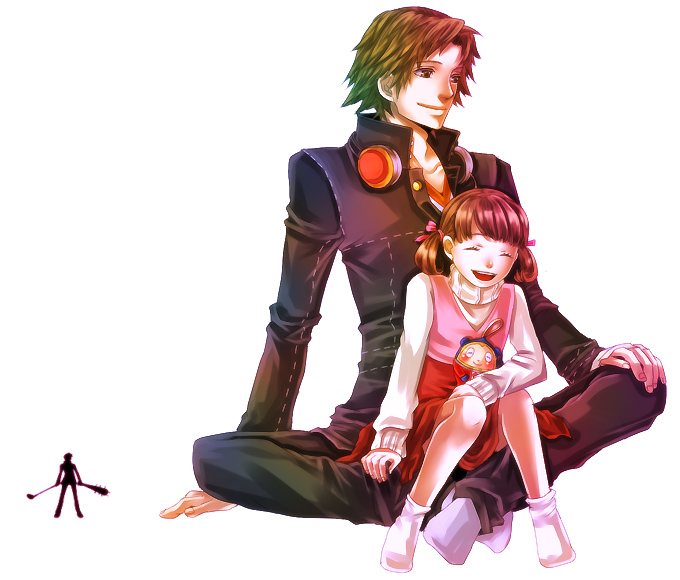 narukami yu, hanamura yousuke, kuma, and doujima nanako (persona and 1 more) drawn by chiru_(sanifani)
