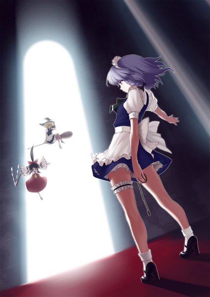 hakurei reimu, kirisame marisa, and izayoi sakuya (touhou) drawn by nirohi