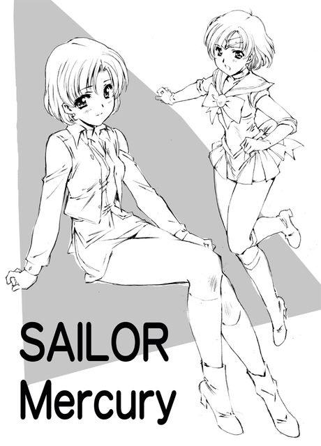 mizuno ami and sailor mercury (bishoujo senshi sailor moon) drawn by moriguchi_nao_(naonao)