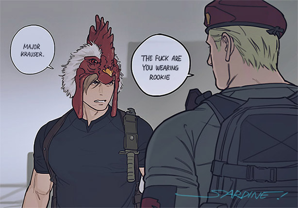 leon s. kennedy and jack krauser (resident evil and 1 more) drawn by sardine_(kjr0313)