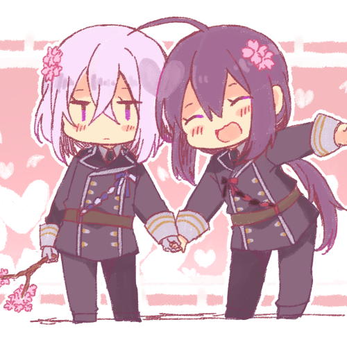 namazuo toushirou and honebami toushirou (touken ranbu) drawn by haruna_0531