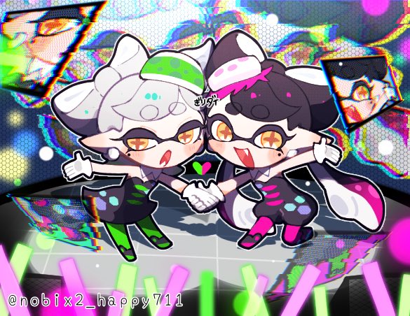 callie and marie (splatoon and 1 more) drawn by nobix2_happy711