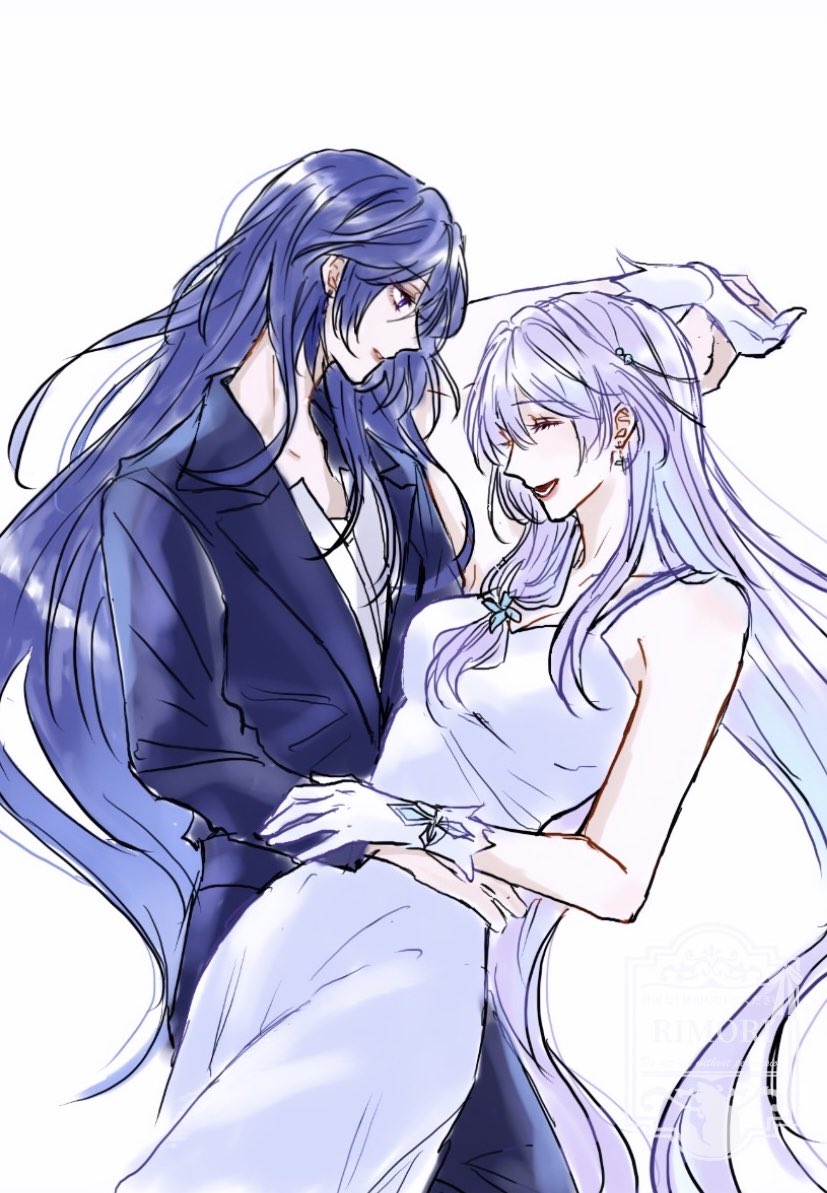 acheron and black swan (honkai and 1 more) drawn by rimo_1210