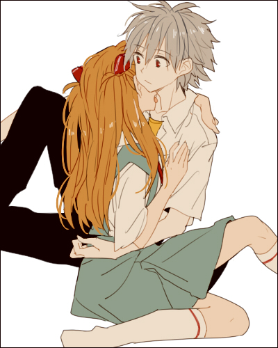 souryuu asuka langley and nagisa kaworu (neon genesis evangelion) drawn by 0930erina