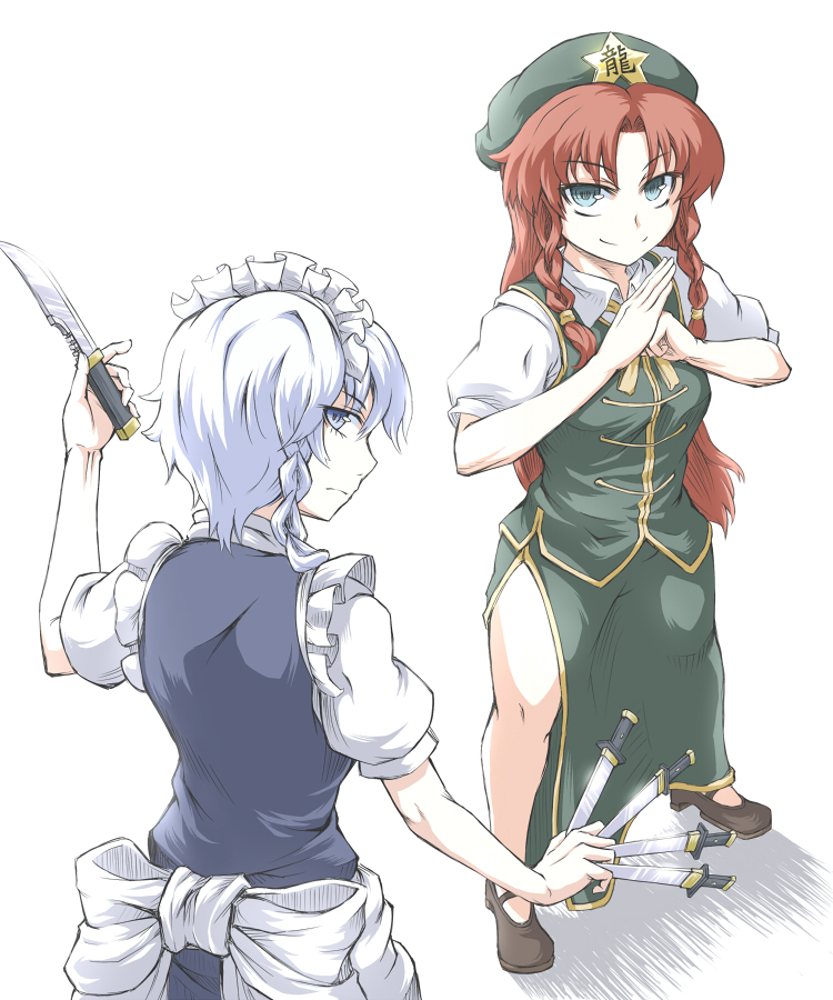 izayoi sakuya and hong meiling (touhou) drawn by kuro_goma_(kakkou11)