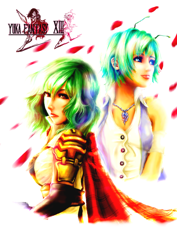 kazami yuuka, wriggle nightbug, lightning farron, and serah farron (touhou and 2 more) drawn by dotturu