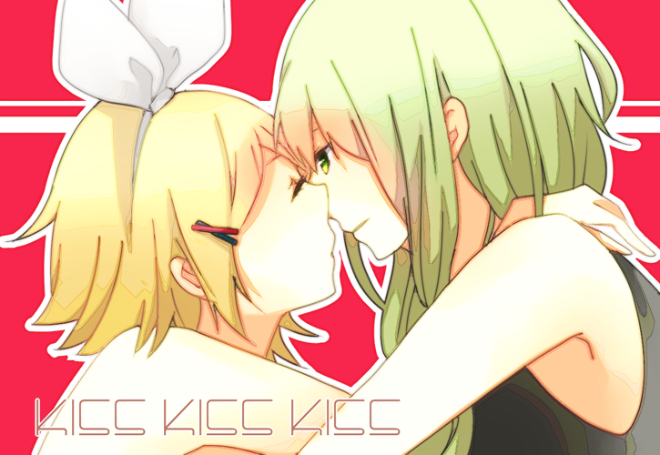 kagamine rin and gumi (vocaloid) drawn by hachimitsu_honey