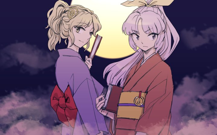watatsuki no yorihime and watatsuki no toyohime (touhou) drawn by meimaru_inuchiyo