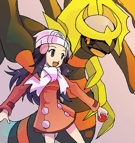 dawn and giratina (pokemon and 2 more) drawn by kiri_tampo