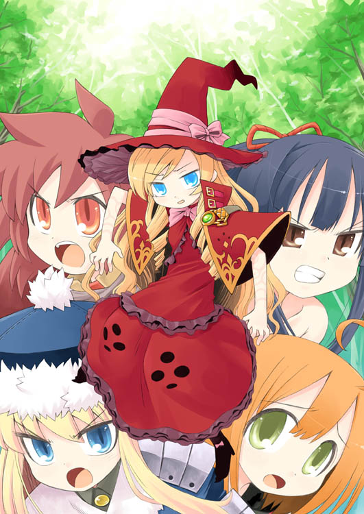 gunner, bushidou, gunner 2, bushidou 2, medic, and 5 more (sekaiju no meikyuu and 1 more) drawn by minami_juujisei