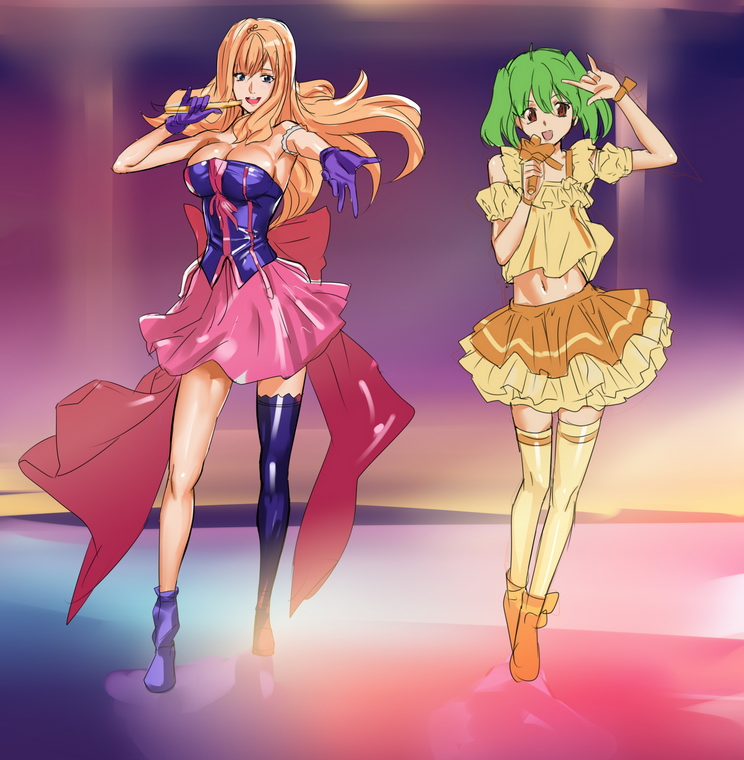 sheryl nome and ranka lee (macross and 1 more) drawn by makacoon