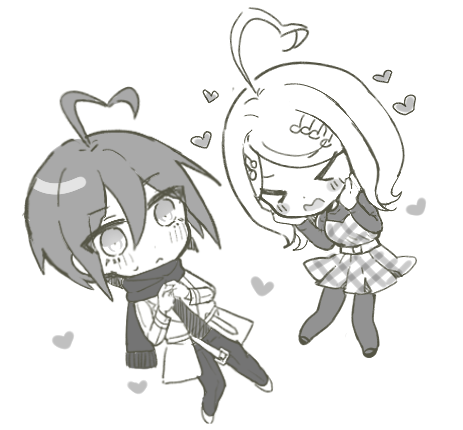 saihara shuichi and akamatsu kaede (danganronpa and 1 more) drawn by dalrye_v3