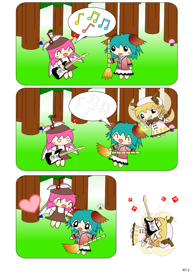 mystia lorelei, kasodani kyouko, and luna child (touhou) drawn by dozy_(d_mendozer)