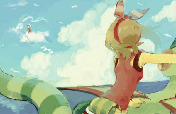 may, brendan, altaria, and flygon (pokemon and 1 more) drawn by ririchp