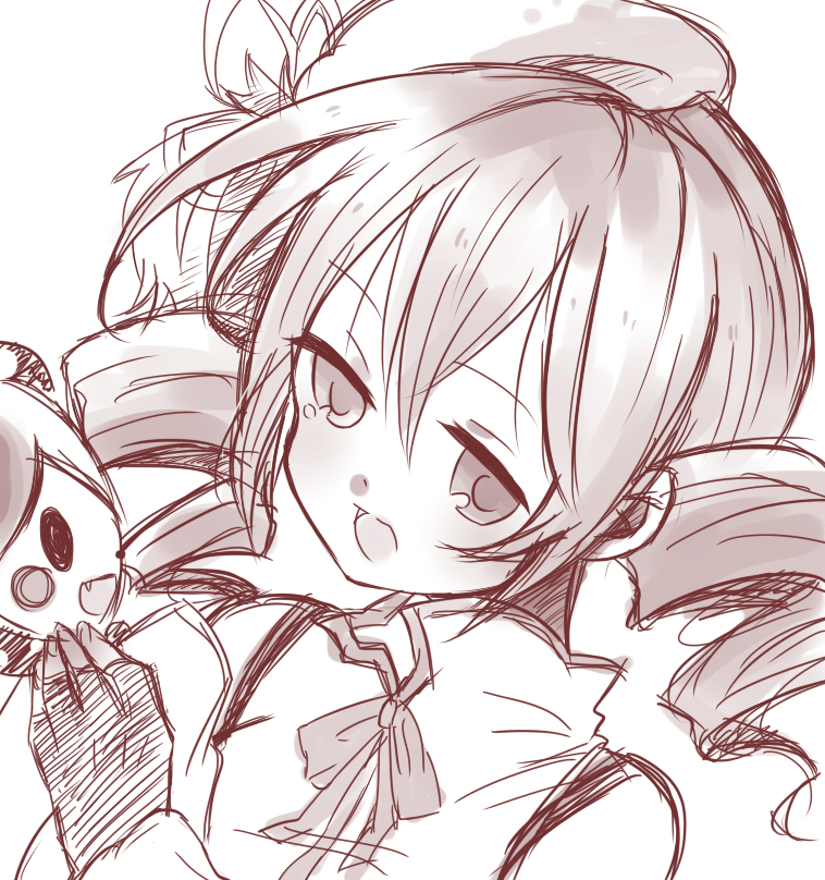 tomoe mami and charlotte (mahou shoujo madoka magica) drawn by watarai
