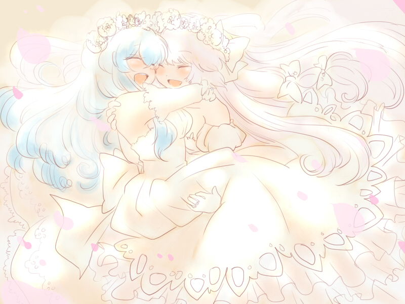 fujiwara no mokou and kamishirasawa keine (touhou) drawn by komaku_juushoku