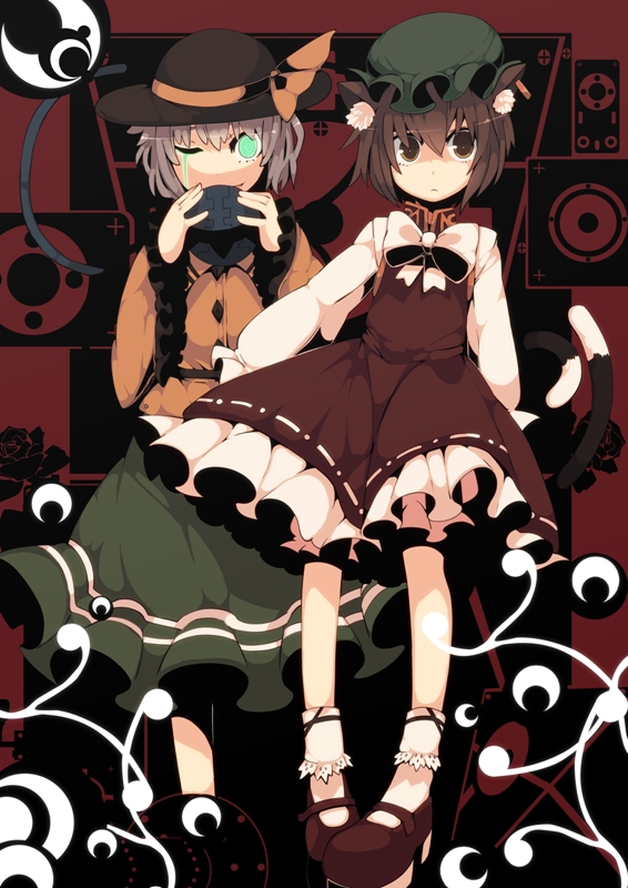 komeiji koishi and chen (touhou) drawn by fuurin_(omaemona)