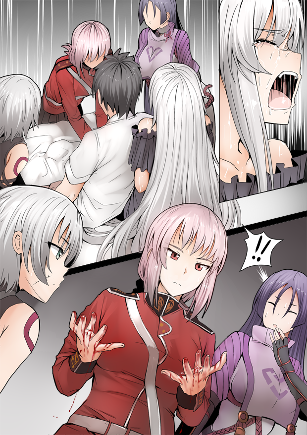fujimaru ritsuka, jeanne d'arc alter, minamoto no raikou, florence nightingale, and jack the ripper (fate and 2 more) drawn by ginhaha