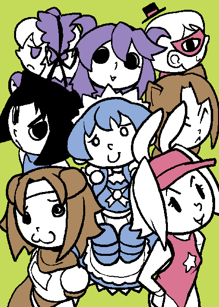 daidouji kira, konoha, lieselotte achenbach, inuwaka nazuna, catherine kyoubashi, and 3 more (arcana heart and 1 more) drawn by woofycakes