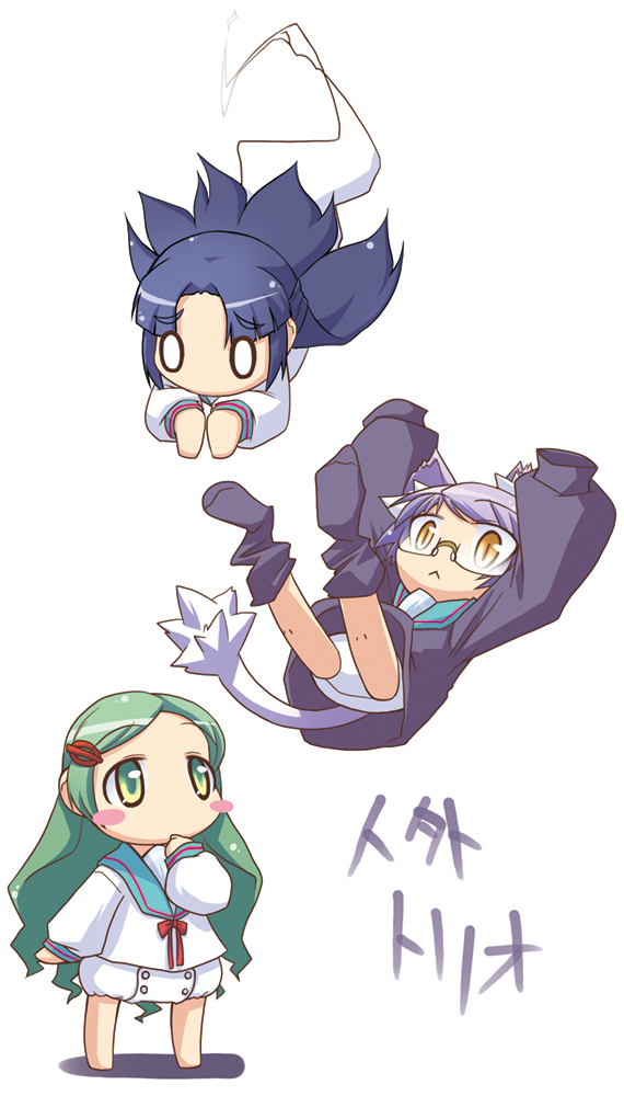 nagato yuki, asakura ryoko, and kimidori emiri (suzumiya haruhi no yuuutsu) drawn by hirose_madoka