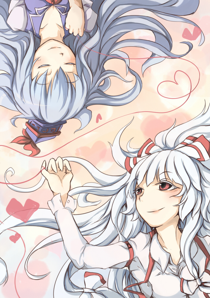 fujiwara no mokou and kamishirasawa keine (touhou) drawn by grasspainter