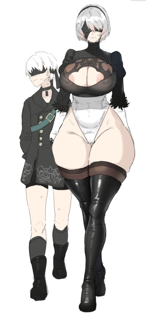 2b and 9s (nier and 1 more) drawn by xiangzi_box