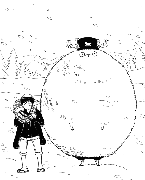 nami, monkey d. luffy, and tony tony chopper (one piece and 1 more) drawn by chabudai
