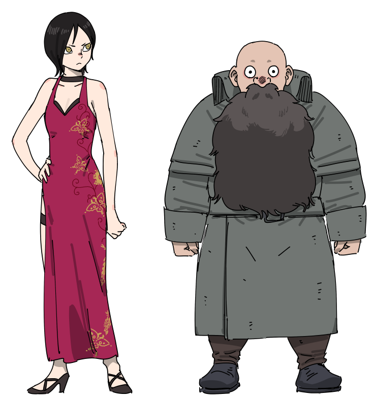 senshi, izutsumi, ada wong, and bitores mendez (dungeon meshi and 2 more) drawn by jinou_rakugaki