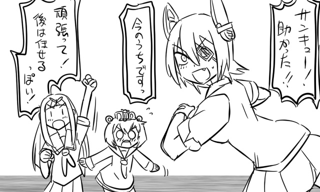 yuudachi, tenryuu, and yukikaze (kantai collection) drawn by tonda