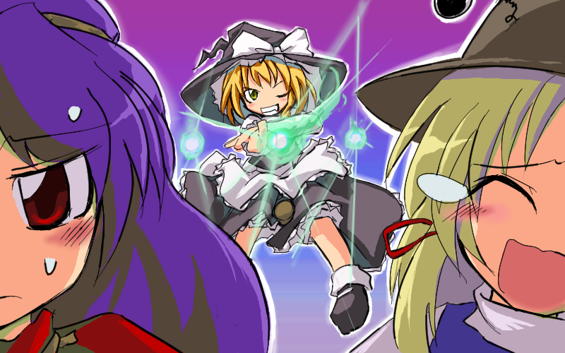 kirisame marisa, moriya suwako, and yasaka kanako (touhou) drawn by neki-t