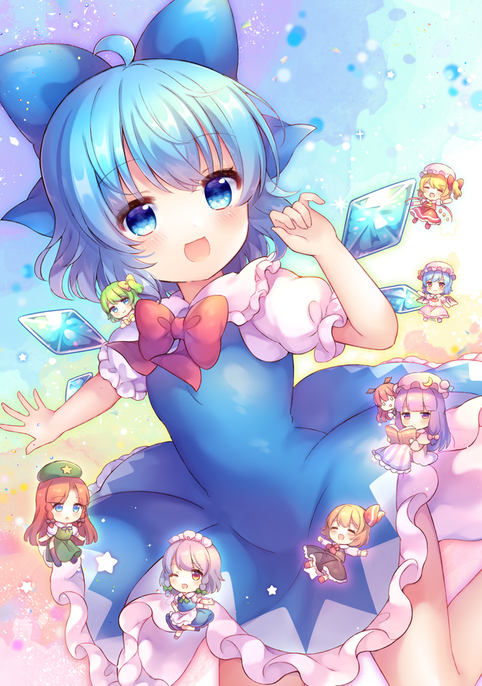 remilia scarlet, flandre scarlet, izayoi sakuya, cirno, patchouli knowledge, and 4 more (touhou and 1 more) drawn by coa_(chroo_x)