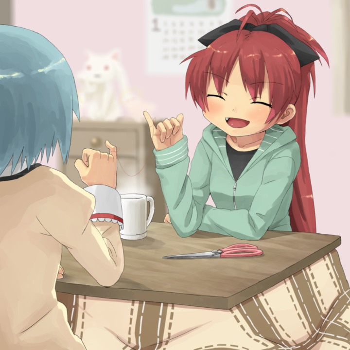 miki sayaka, sakura kyoko, and kyubey (mahou shoujo madoka magica) drawn by serohan