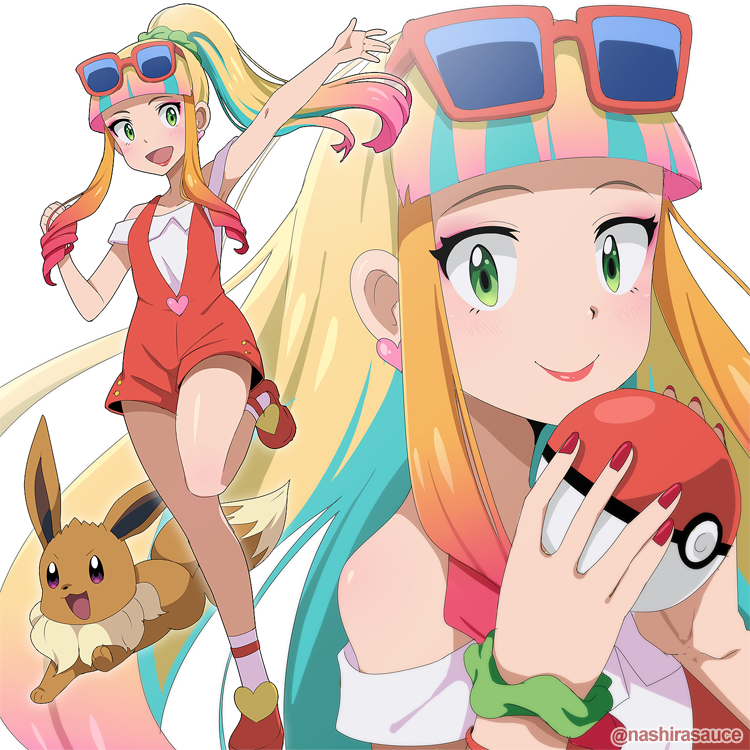 eevee and risa (pokemon and 1 more) drawn by nashirasauce