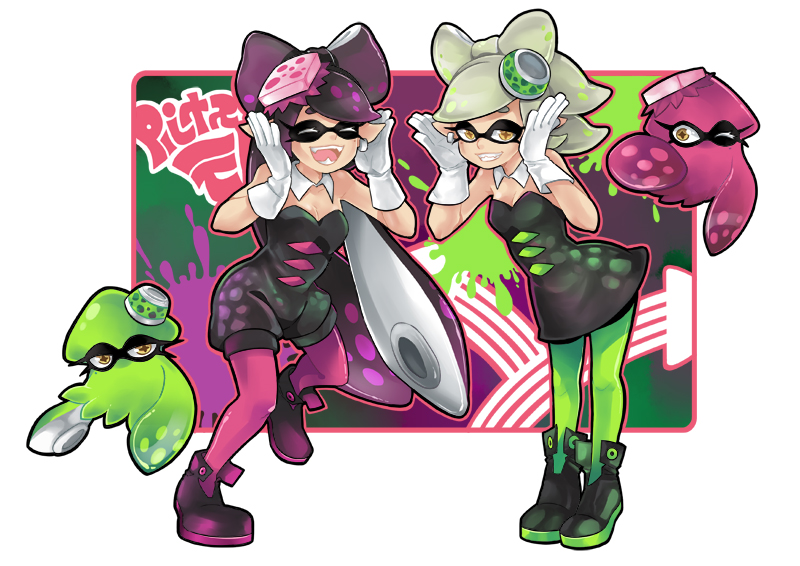 callie and marie (splatoon and 1 more) drawn by gomipomi