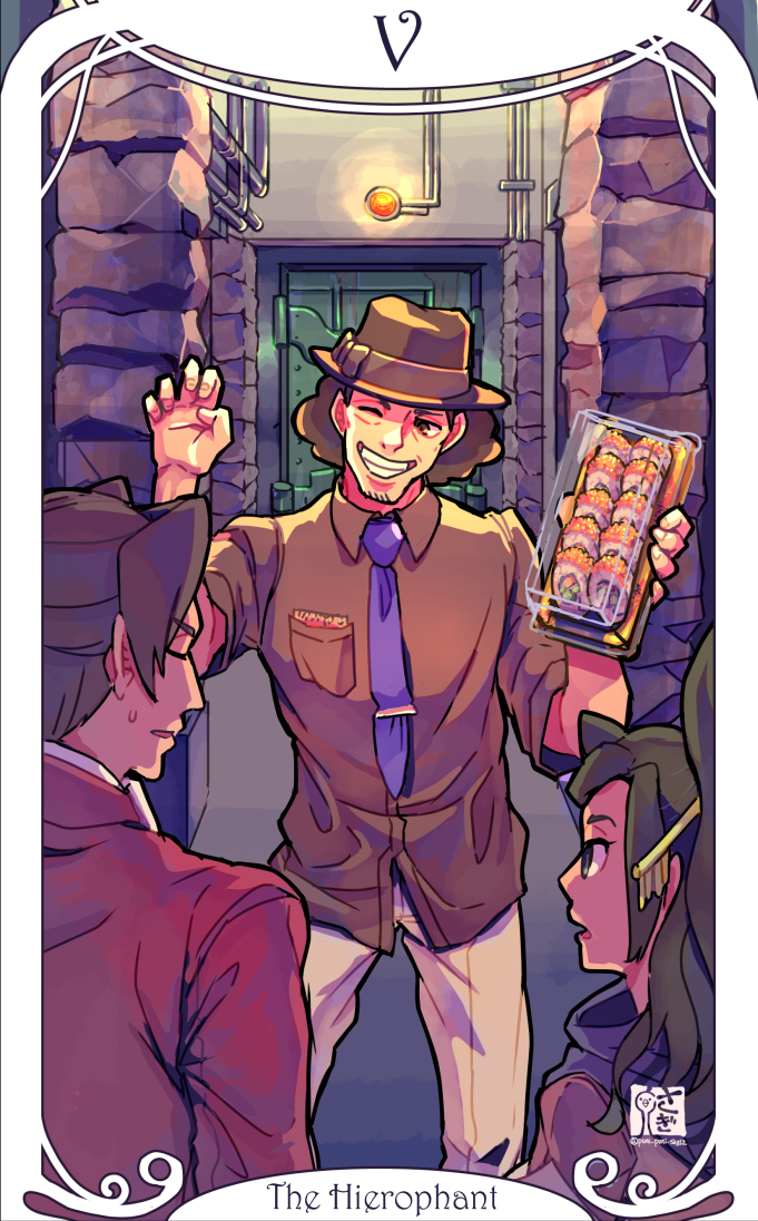 miles edgeworth, kay faraday, and eddie fender (ace attorney and 2 more) drawn by saginoko