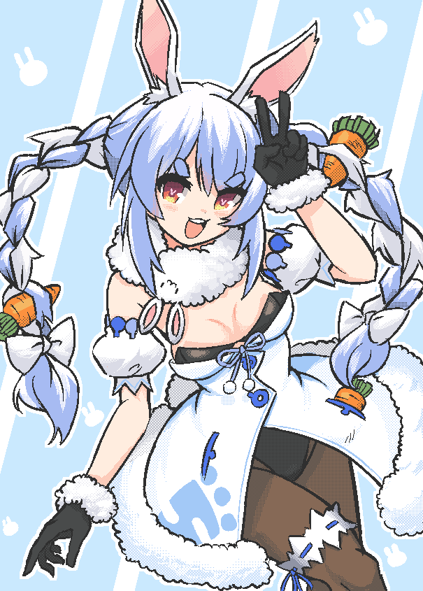 usada pekora and don-chan (hololive) drawn by chained_tan