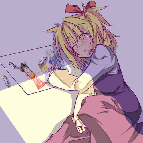 hakurei reimu, rumia, and buront (touhou and 3 more) drawn by kuriyoukan