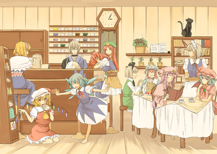 remilia scarlet, flandre scarlet, izayoi sakuya, konpaku youmu, alice margatroid, and 6 more (touhou) drawn by shimakusa_arou