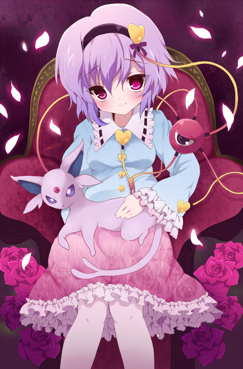 komeiji satori and espeon (touhou and 1 more) drawn by kokorominton