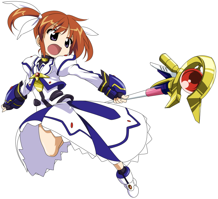 takamachi nanoha and raising heart (lyrical nanoha and 2 more) drawn by takeya_yuuki