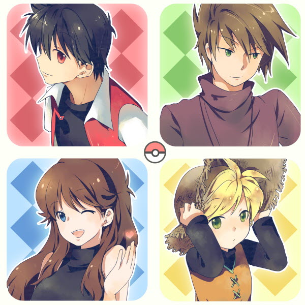 red, blue oak, green, and yellow (pokemon and 1 more) drawn by  tachiuo_(arines) | Danbooru