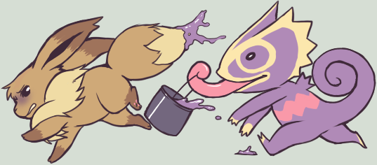 eevee, kecleon, and purple kecleon (pokemon) drawn by glitchedpuppet