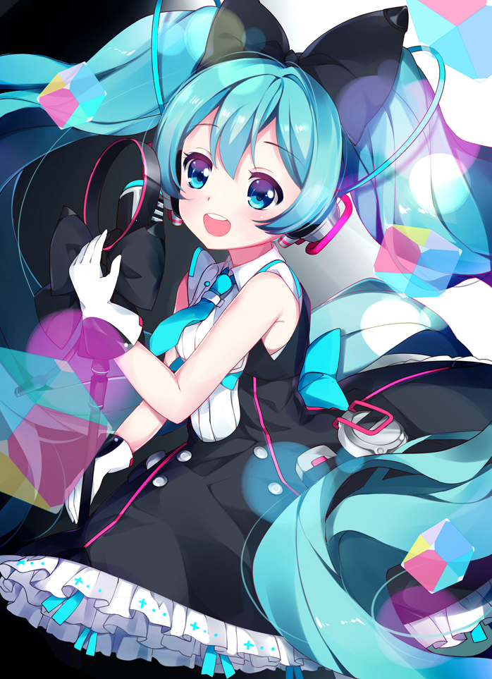 hatsune miku and magical mirai miku (vocaloid and 1 more) drawn by kikistark