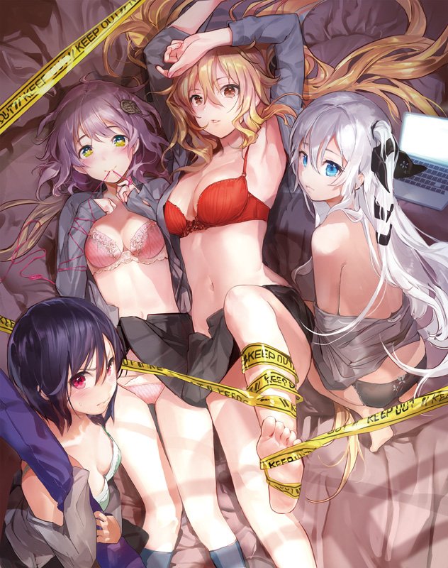 yaeume kiri, toriizasa chiru, kikubishi asobi, and hitosaga akuno (zainin kyoushitsu) drawn by souji_hougu