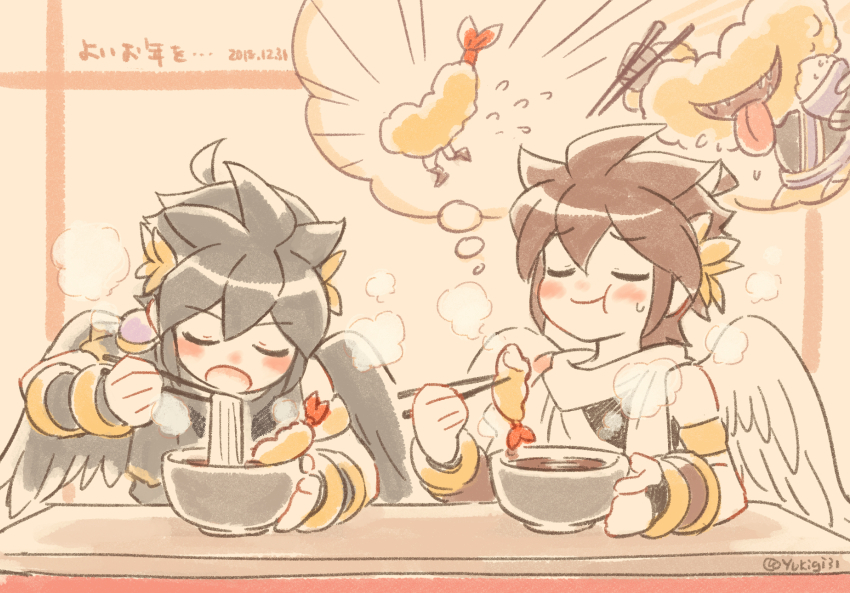 pit, dark pit, and tempura wizard (kid icarus and 1 more) drawn by yukigi