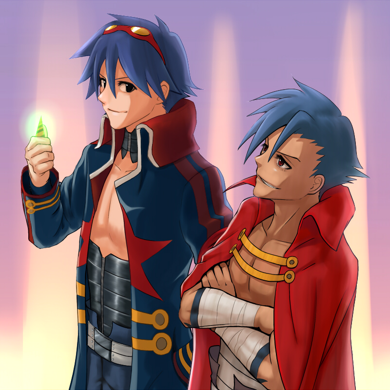 simon and kamina (tengen toppa gurren lagann) drawn by shikaku