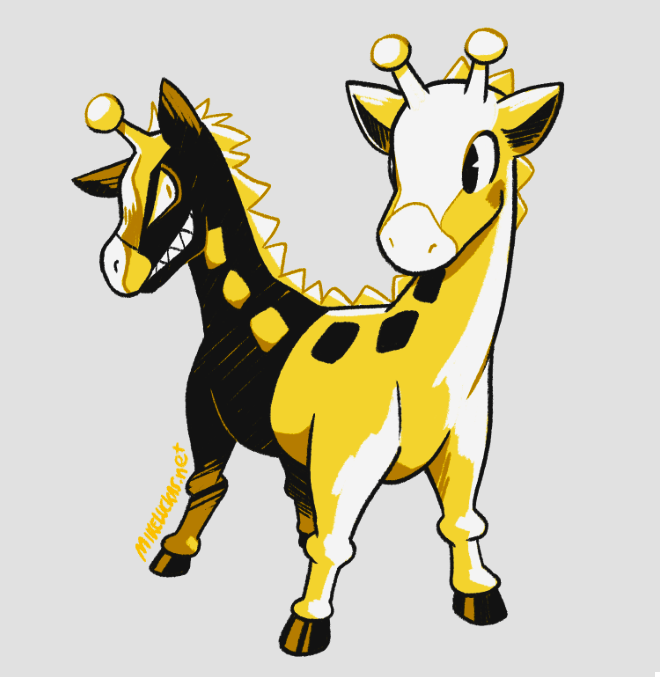girafarig (pokemon and 1 more) drawn by mike_luckas