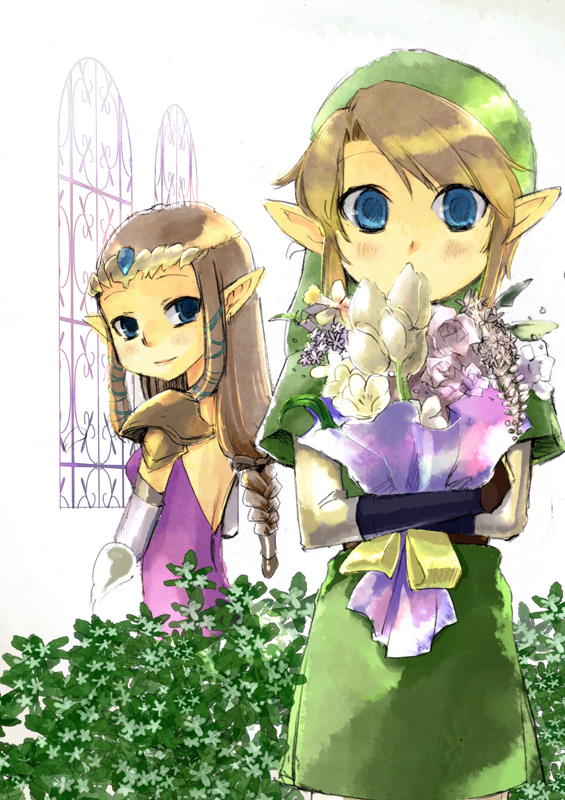 link and princess zelda (the legend of zelda and 1 more) drawn by aura_(a440)