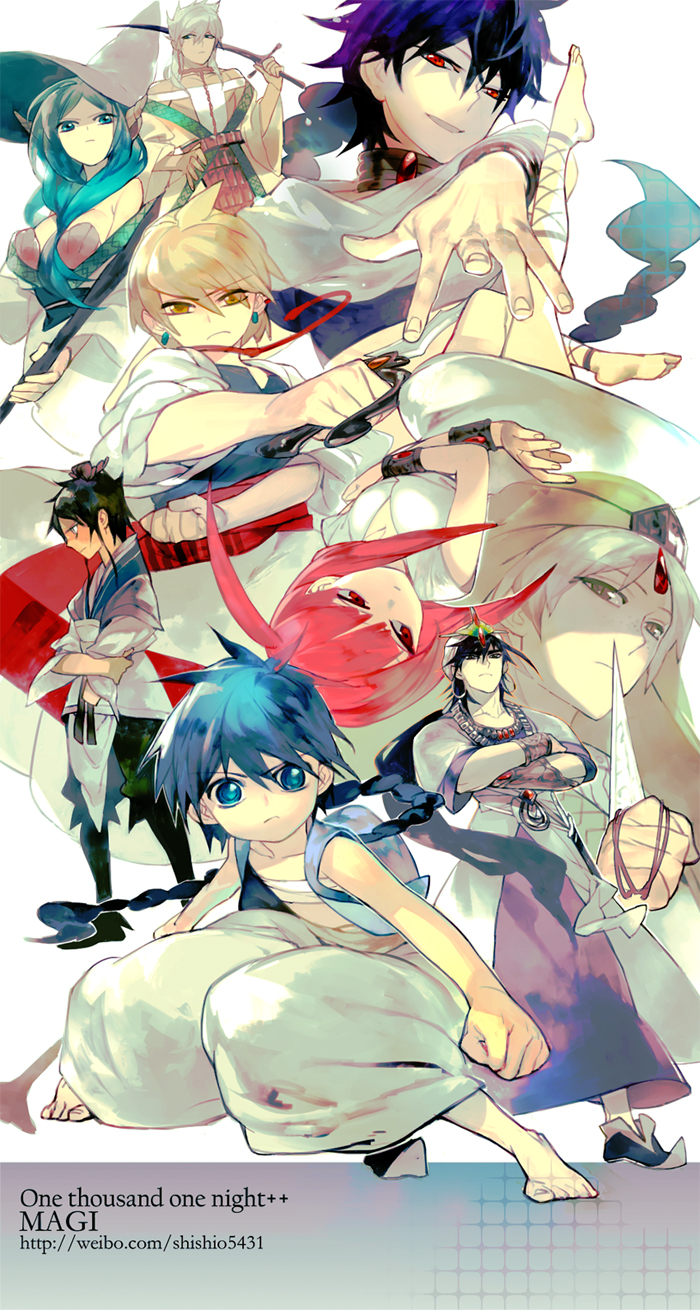 morgiana, aladdin, alibaba saluja, judal, sinbad, and 4 more (magi the labyrinth of magic) drawn by shishio_(shishio5431)